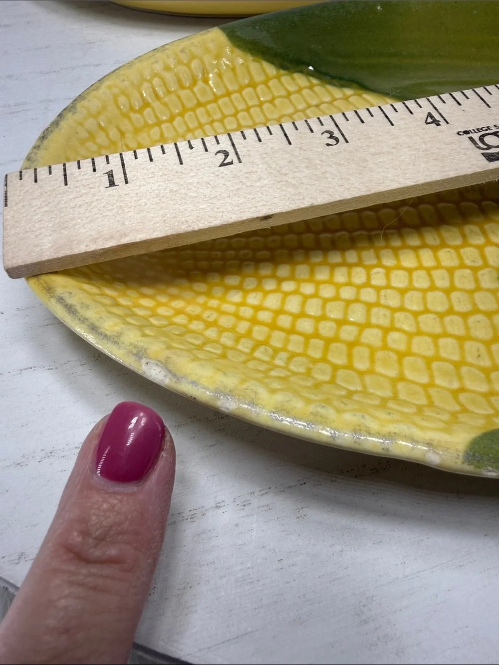 Vintage Lot of 2 Yellow and Green Corn-Shaped Ceramic Serving Platter